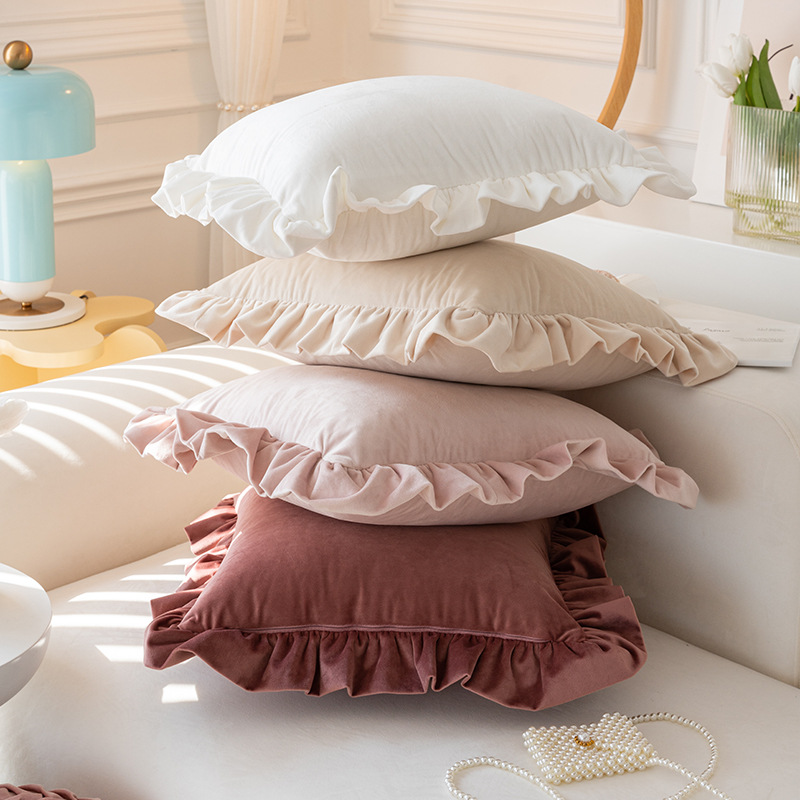 Throw Pillow Velvet Ruffle Style Silky And Fashionable Buy wholesale